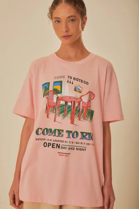Pink Come To Rio Organic Cotton Relaxed T-Shirt sold by FARM Rio