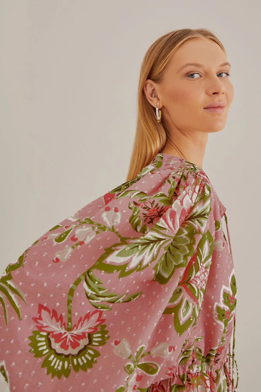 Soft Pink Aura Floral Mini Dress sold by FARM Rio product image thumbnail 3