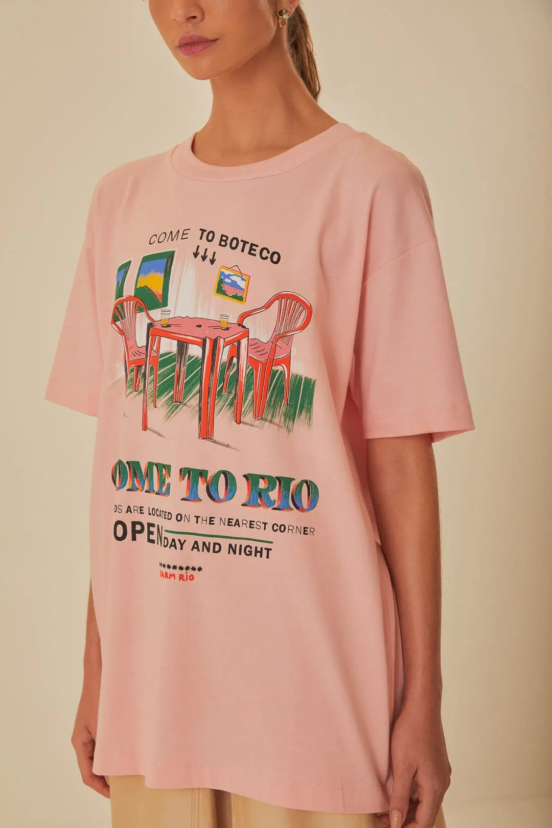 Pink Come To Rio Organic Cotton Relaxed T-Shirt sold by FARM Rio product image thumbnail 2