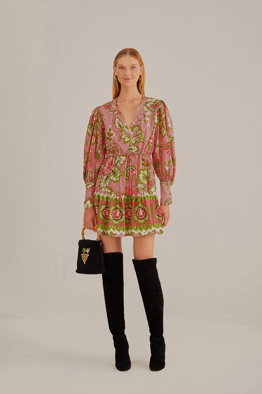 Soft Pink Aura Floral Mini Dress sold by FARM Rio