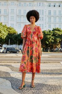 Orange Blooming Garden Midi Dress sold by FARM Rio