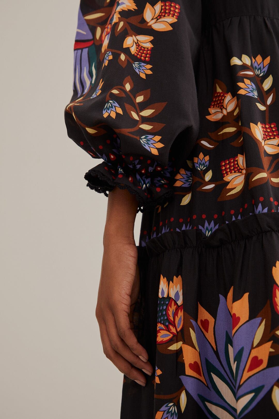 Black Winter Garden Long Sleeve Maxi Dress sold by FARM Rio product image thumbnail 4