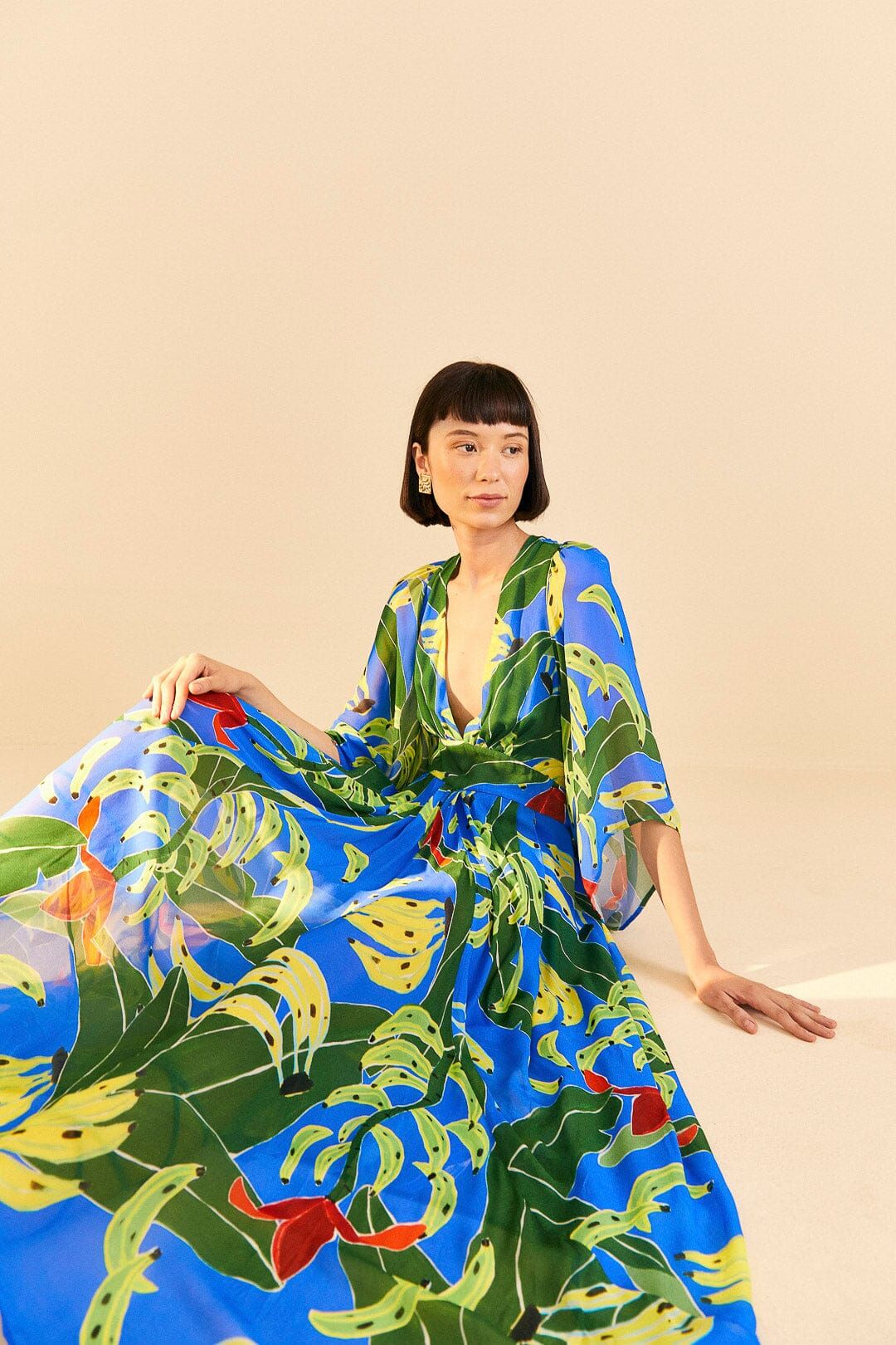 Blue Banana Leaves Maxi Dress sold by FARM Rio product image thumbnail 2