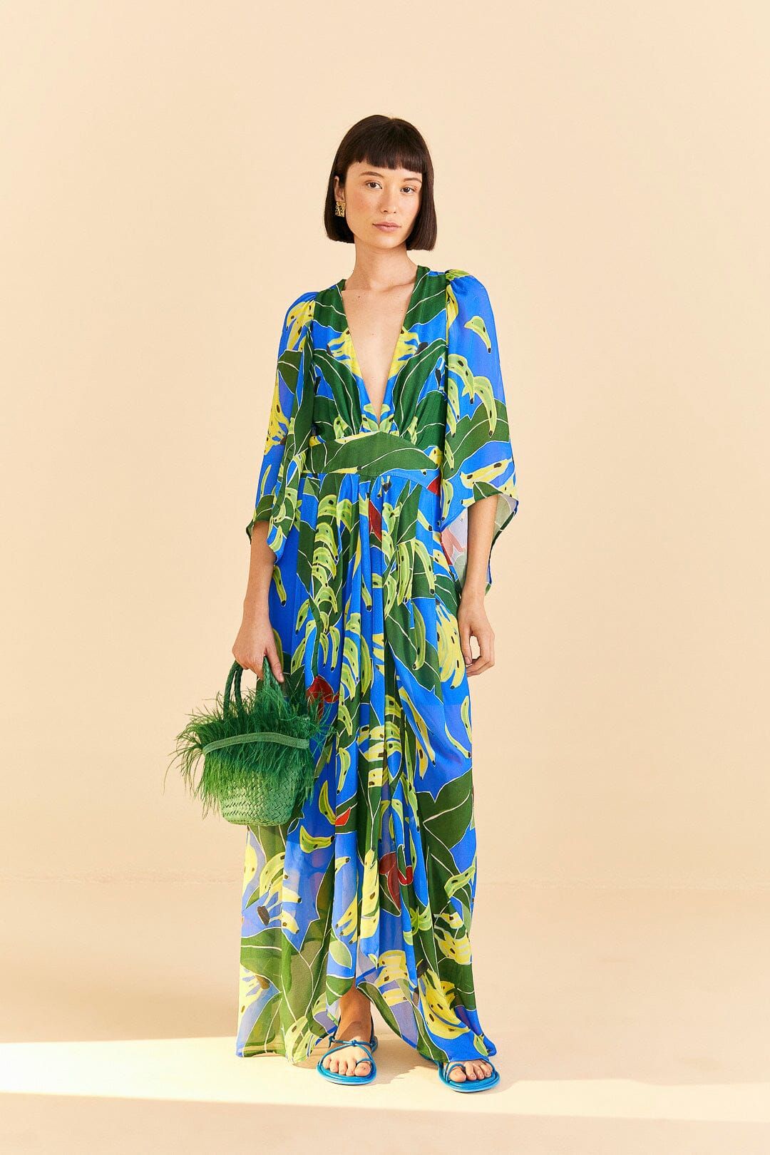 Blue Banana Leaves Maxi Dress sold by FARM Rio