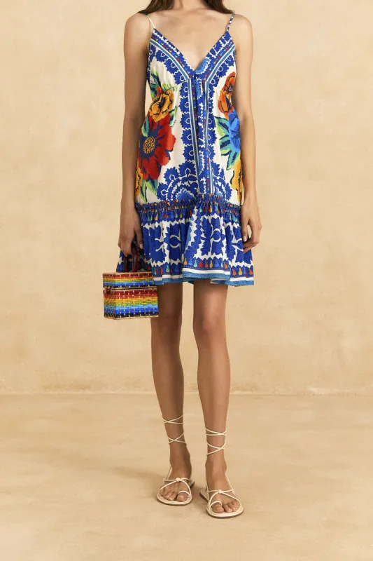Off-White Flower Tapestry Organic Cotton Mini Dress sold by FARM Rio