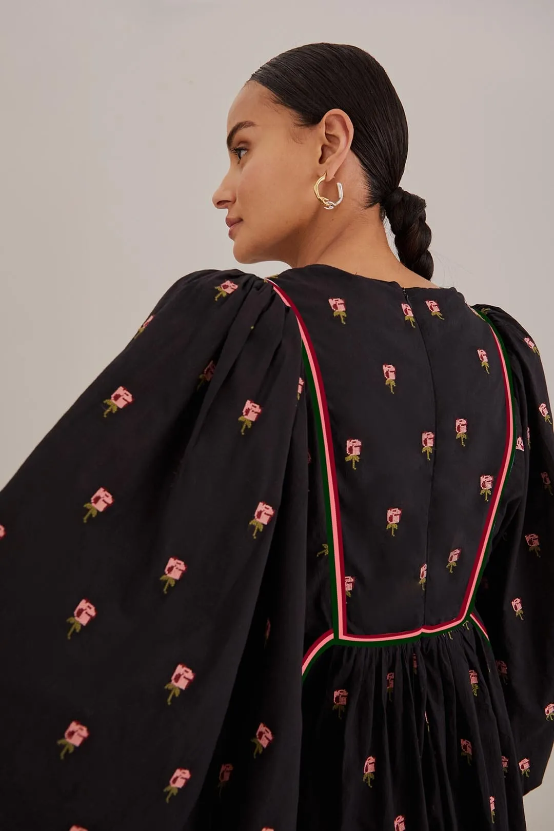 Black Floral Embroidered V Neck Maxi Dress sold by FARM Rio product image thumbnail 4