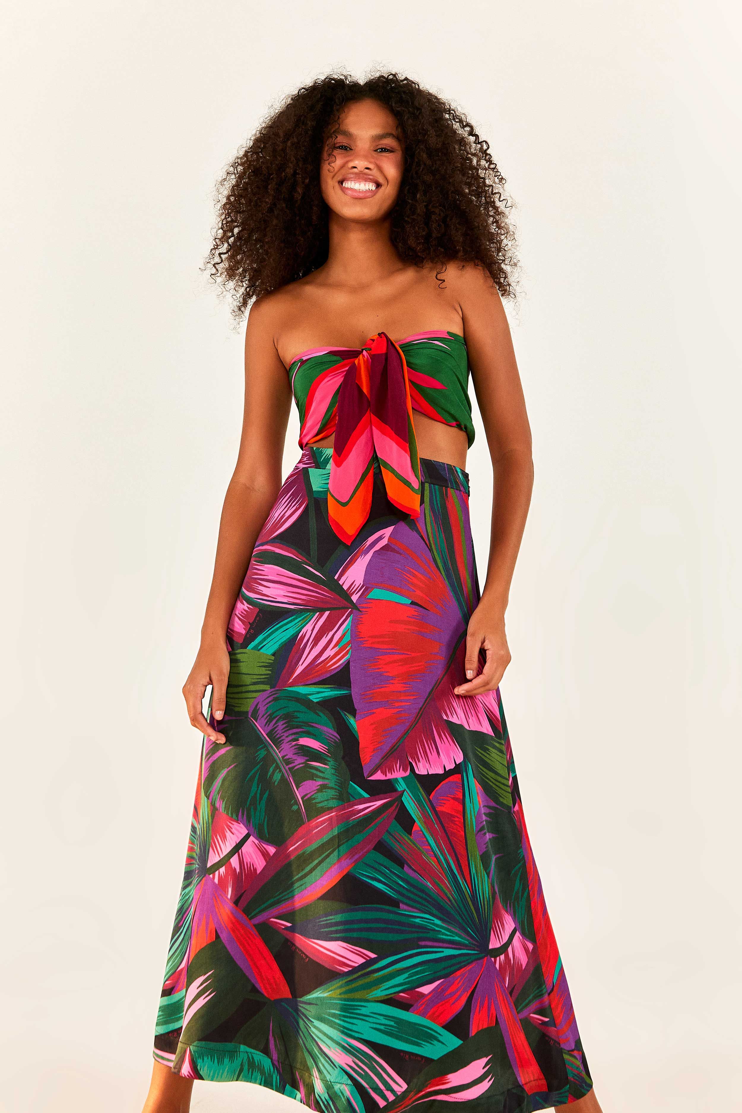 Midnight Leaves Lenzing™ Ecovero™ Viscose Midi Skirt sold by FARM Rio