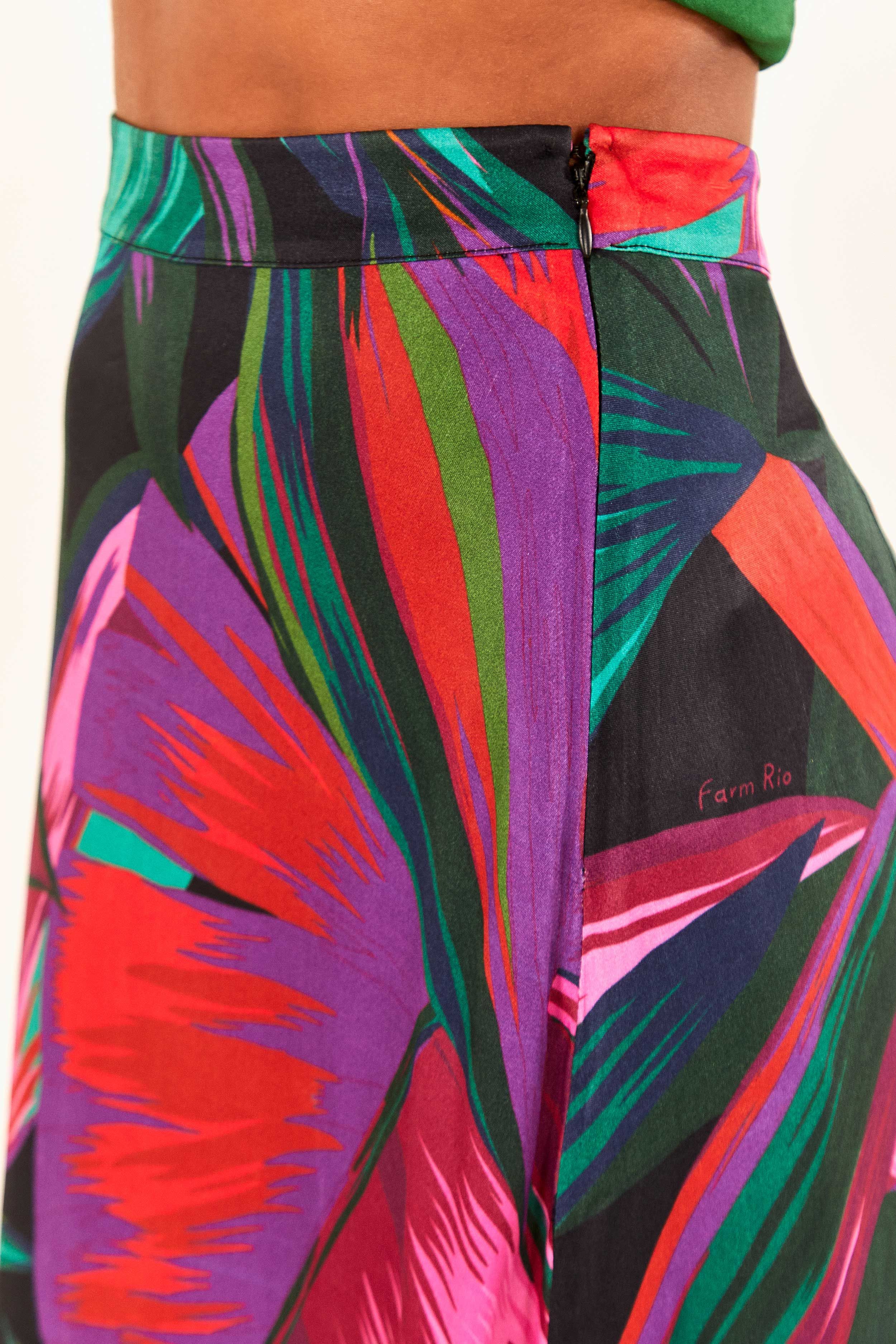 Midnight Leaves Lenzing™ Ecovero™ Viscose Midi Skirt sold by FARM Rio product image thumbnail 4