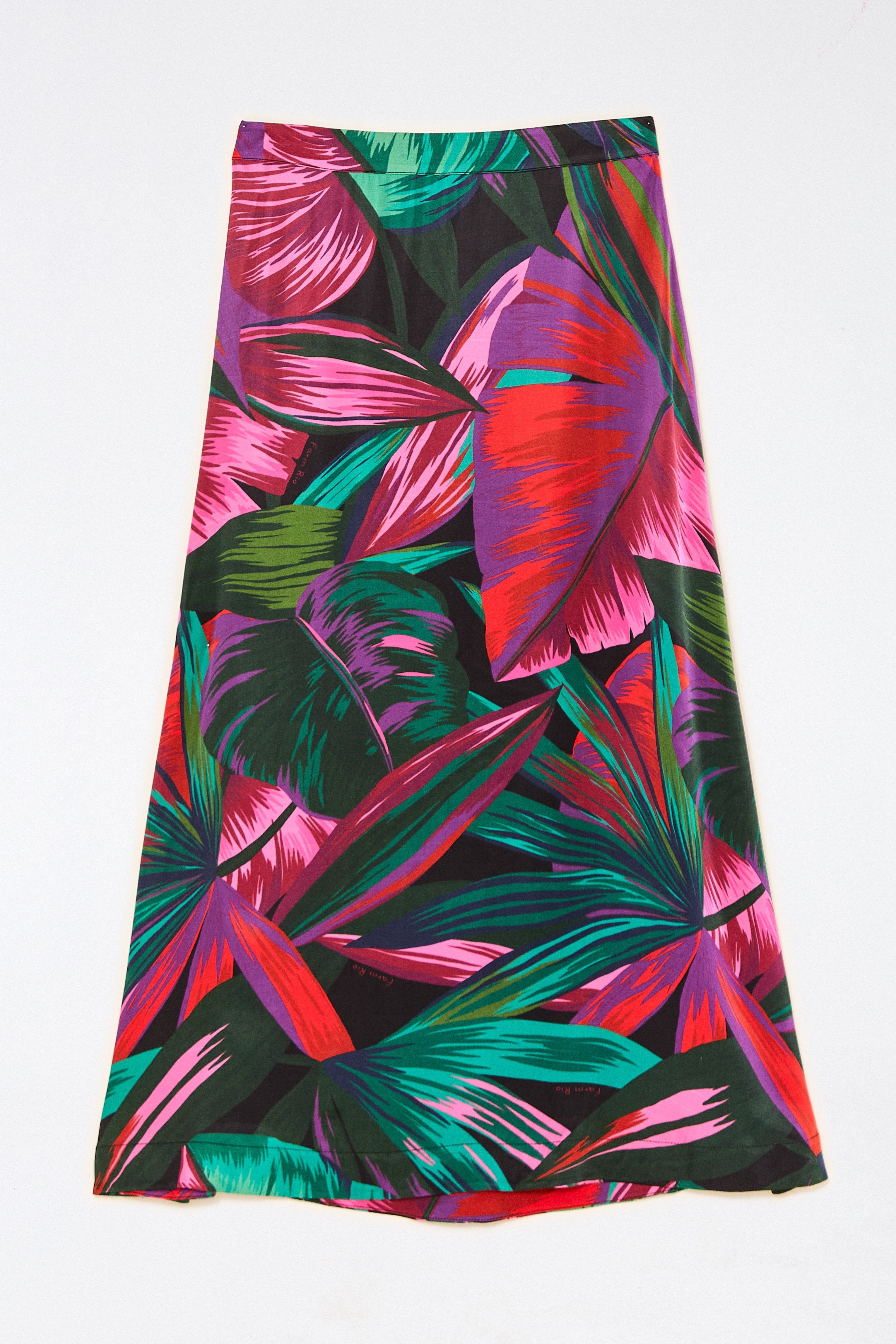 Midnight Leaves Lenzing™ Ecovero™ Viscose Midi Skirt sold by FARM Rio product image thumbnail 6