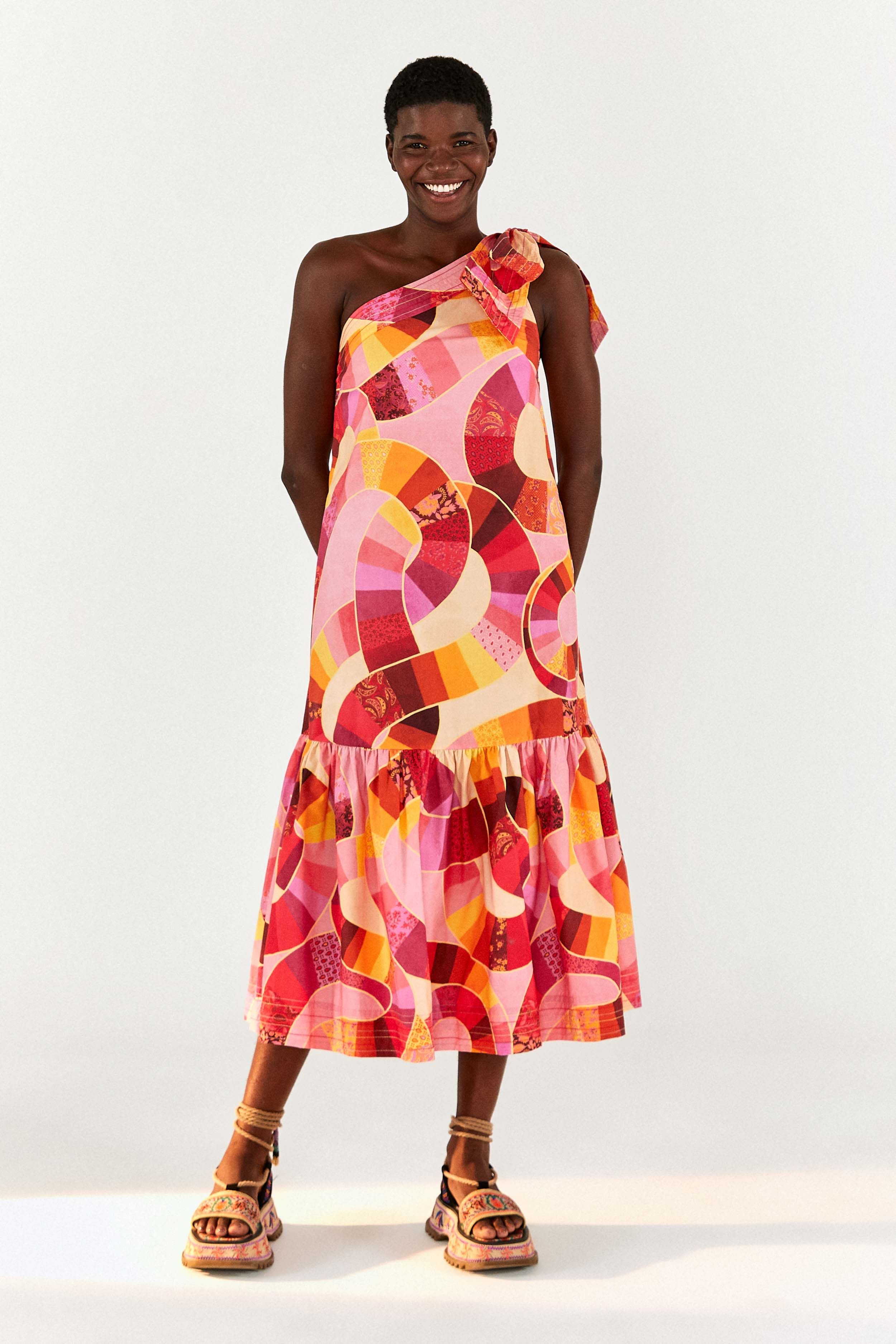 Patch Twirl One Shoulder Maxi Dress sold by FARM Rio product image thumbnail 4