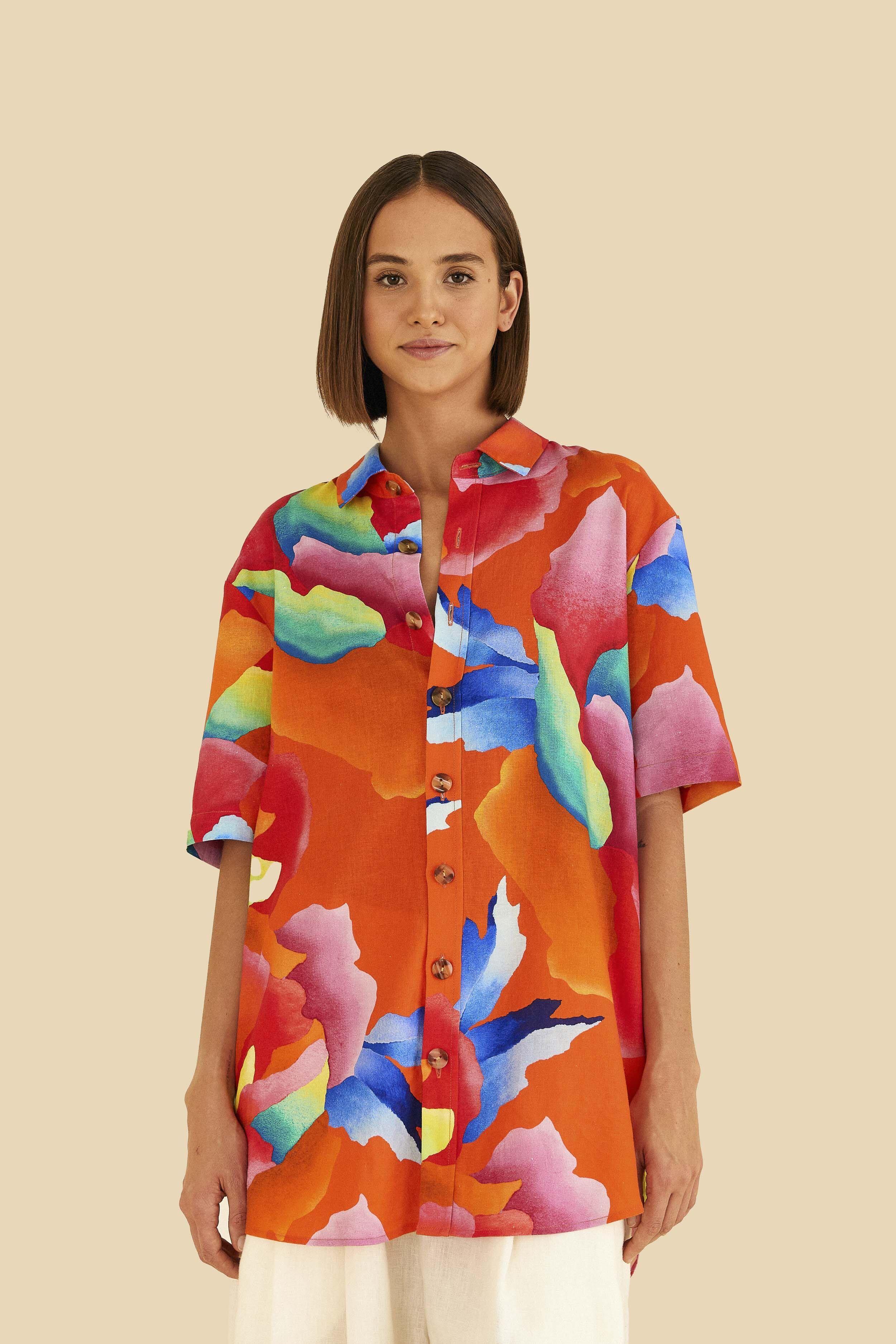 Red Ombre Chita Shirt sold by FARM Rio