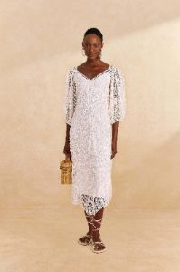 Off-White Guipure Midi Dress sold by FARM Rio