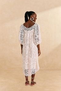 Off-White Guipure Midi Dress sold by FARM Rio