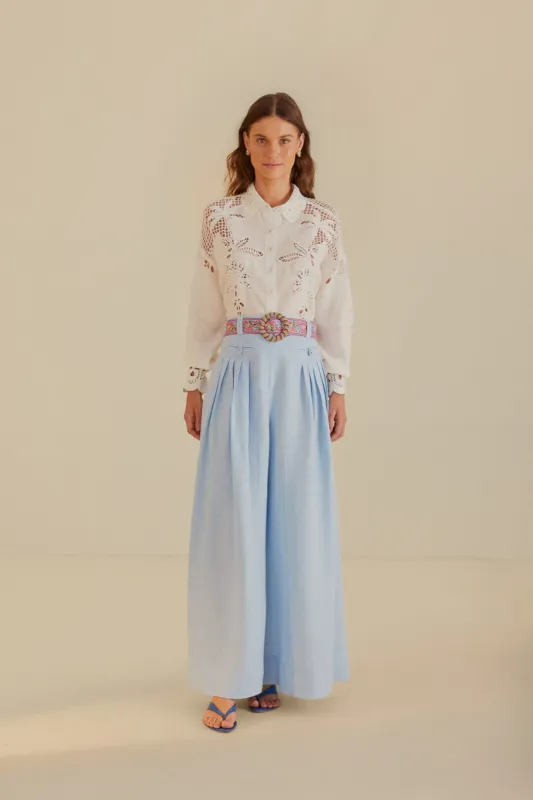 Light Blue Euroflax™ Premium Linen Pleated Pants sold by FARM Rio