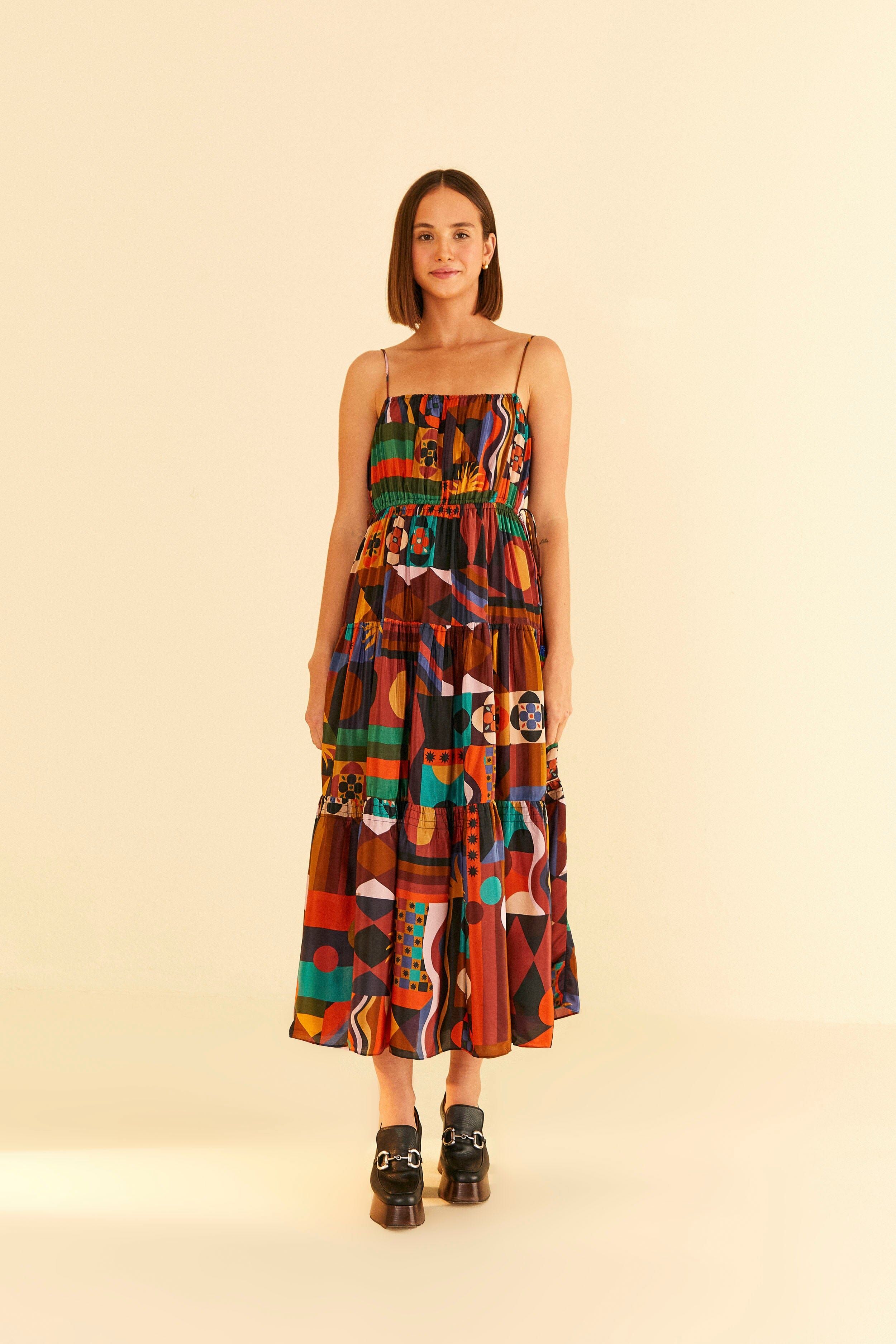 Multicolor Tropical Shapes Sleeveless Midi Dress sold by FARM Rio product image thumbnail 2
