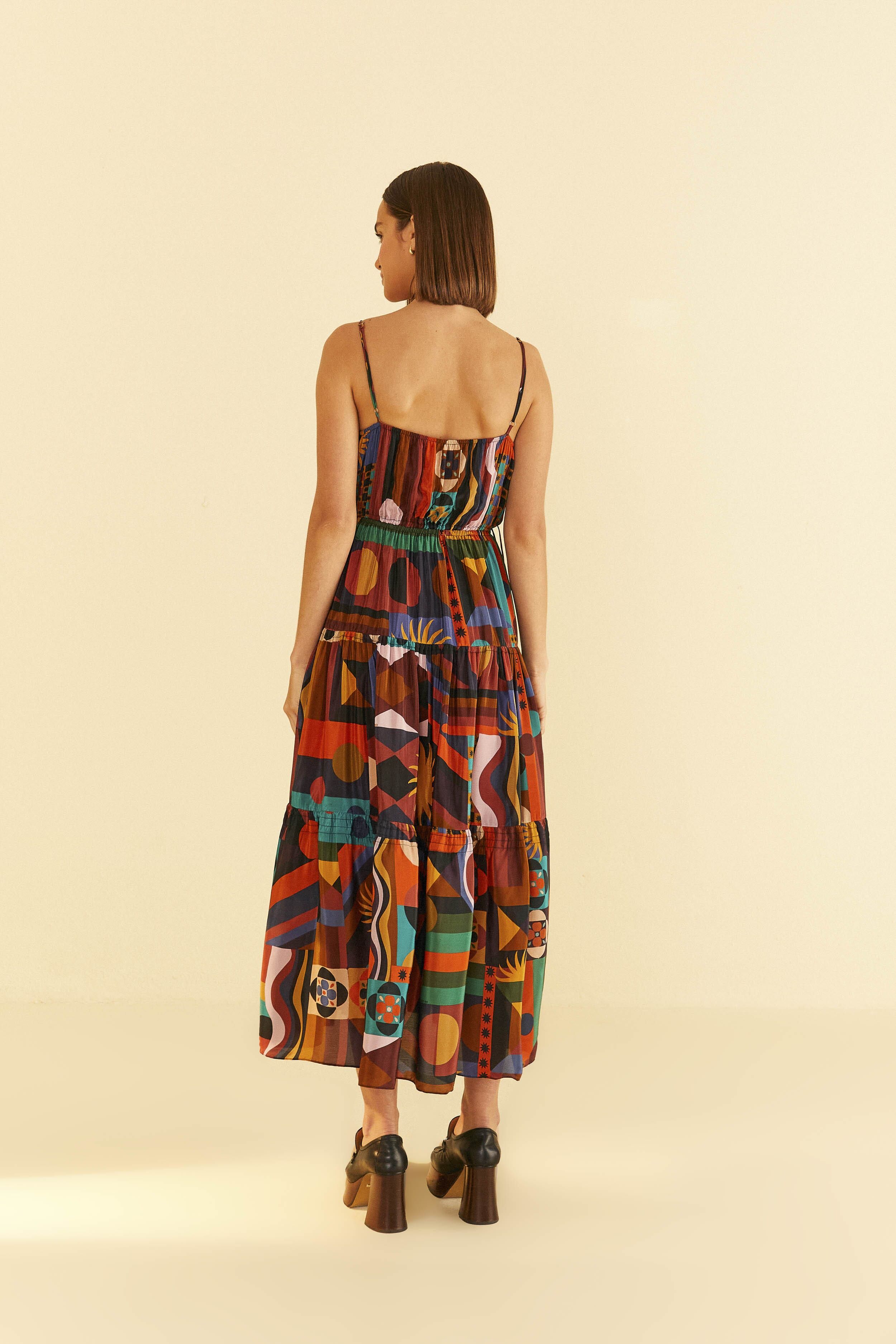 Multicolor Tropical Shapes Sleeveless Midi Dress sold by FARM Rio product image thumbnail 4