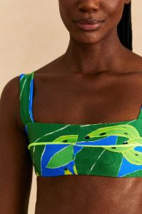 Blue Banana Leaves Bikini Top sold by FARM Rio