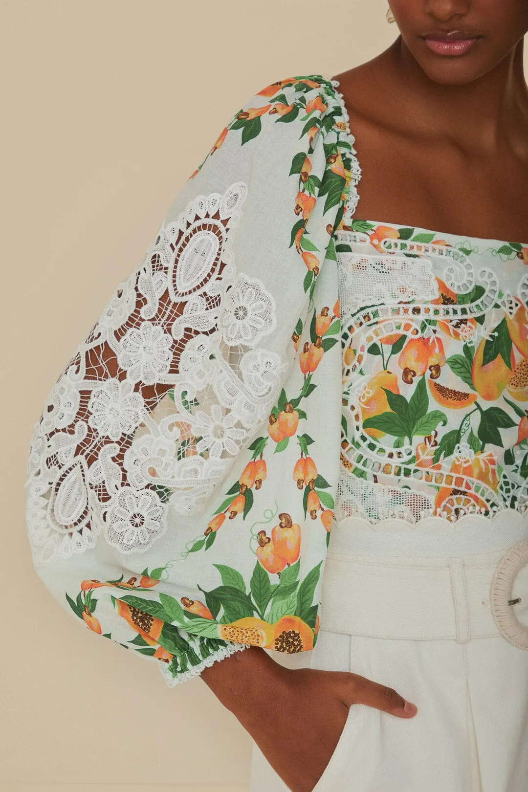 Off-White Papaya Salad Blouse sold by FARM Rio product image thumbnail 3