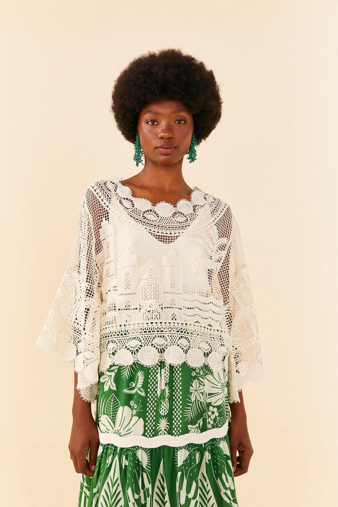 Off-White Morada Boa Guipire Blouse sold by FARM Rio