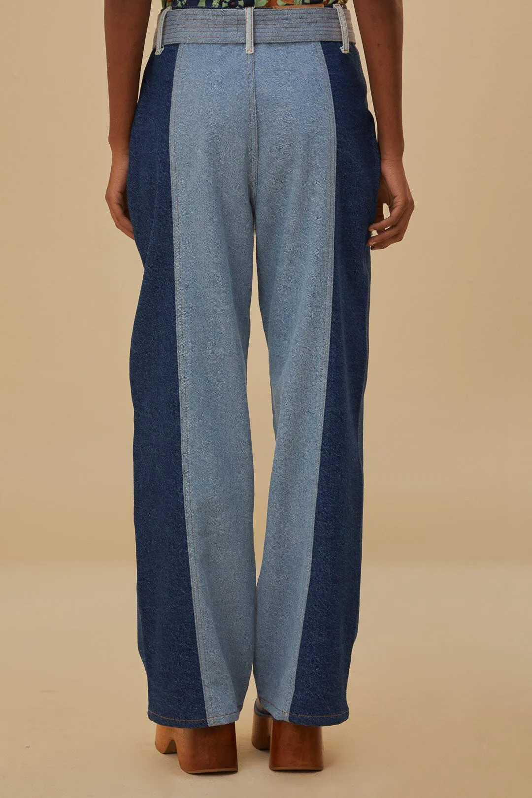 Tie Waist Patch Denim Pants sold by FARM Rio product image thumbnail 5