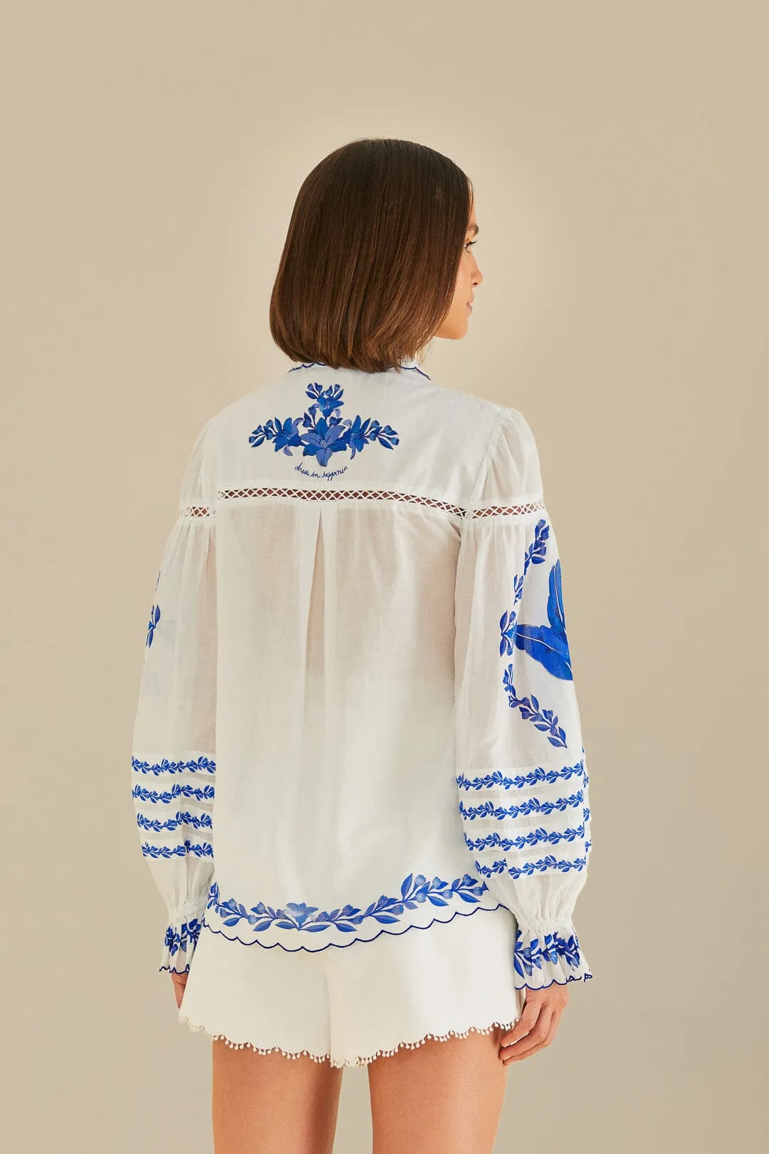 Off-White Blue Yard Blouse sold by FARM Rio product image thumbnail 4