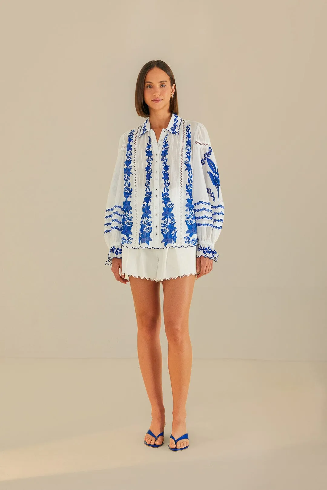 Off-White Blue Yard Blouse sold by FARM Rio product image thumbnail 2