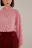 Blush Pink Guipure Long Sleeve Blouse sold by FARM Rio