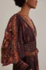 Brown Paisley Bloom Long Sleeve Maxi Dress sold by FARM Rio