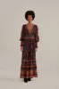 Brown Paisley Bloom Long Sleeve Maxi Dress sold by FARM Rio