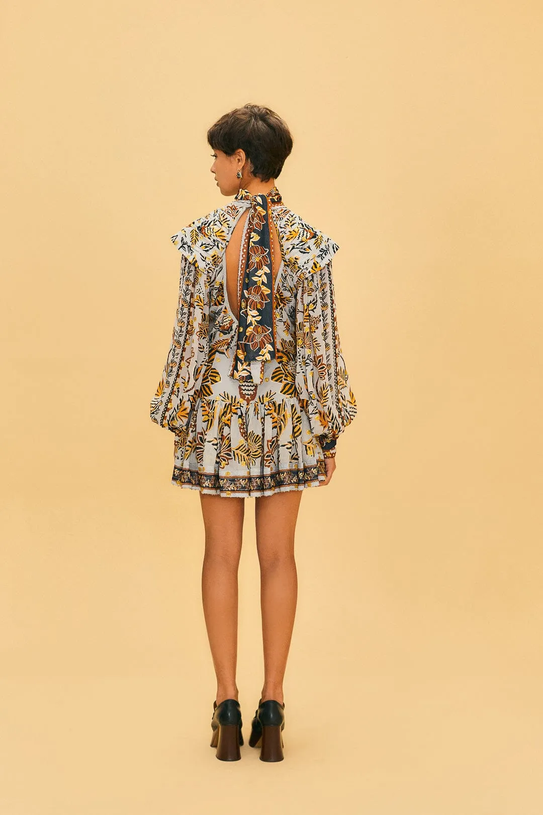 Silver Floral Tapestry Mini Skirt sold by FARM Rio product image thumbnail 4