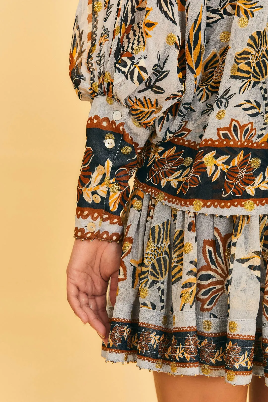 Silver Floral Tapestry Mini Skirt sold by FARM Rio product image thumbnail 5