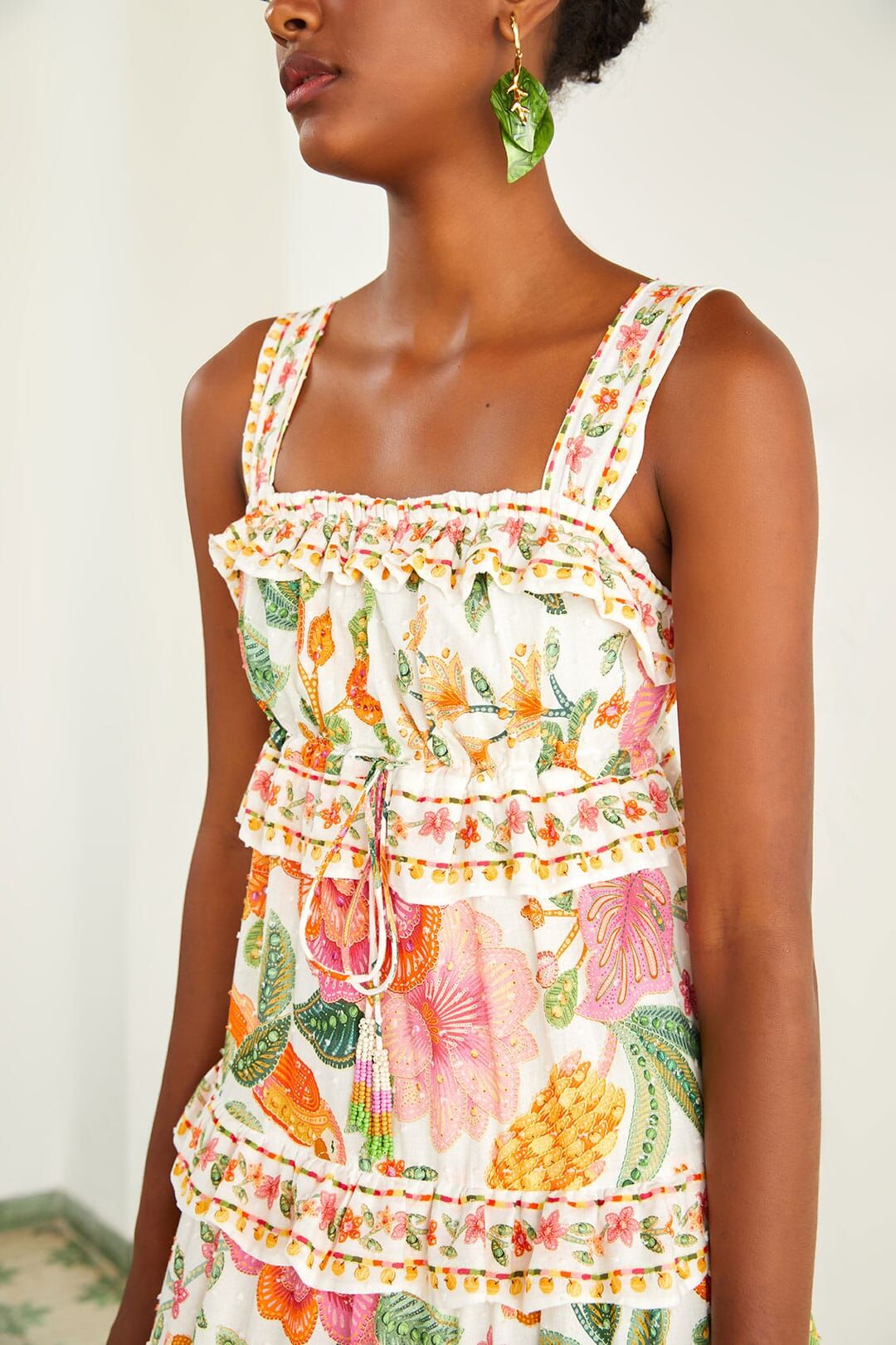 Off-White Macaw Bloom Midi Dress sold by FARM Rio product image thumbnail 3