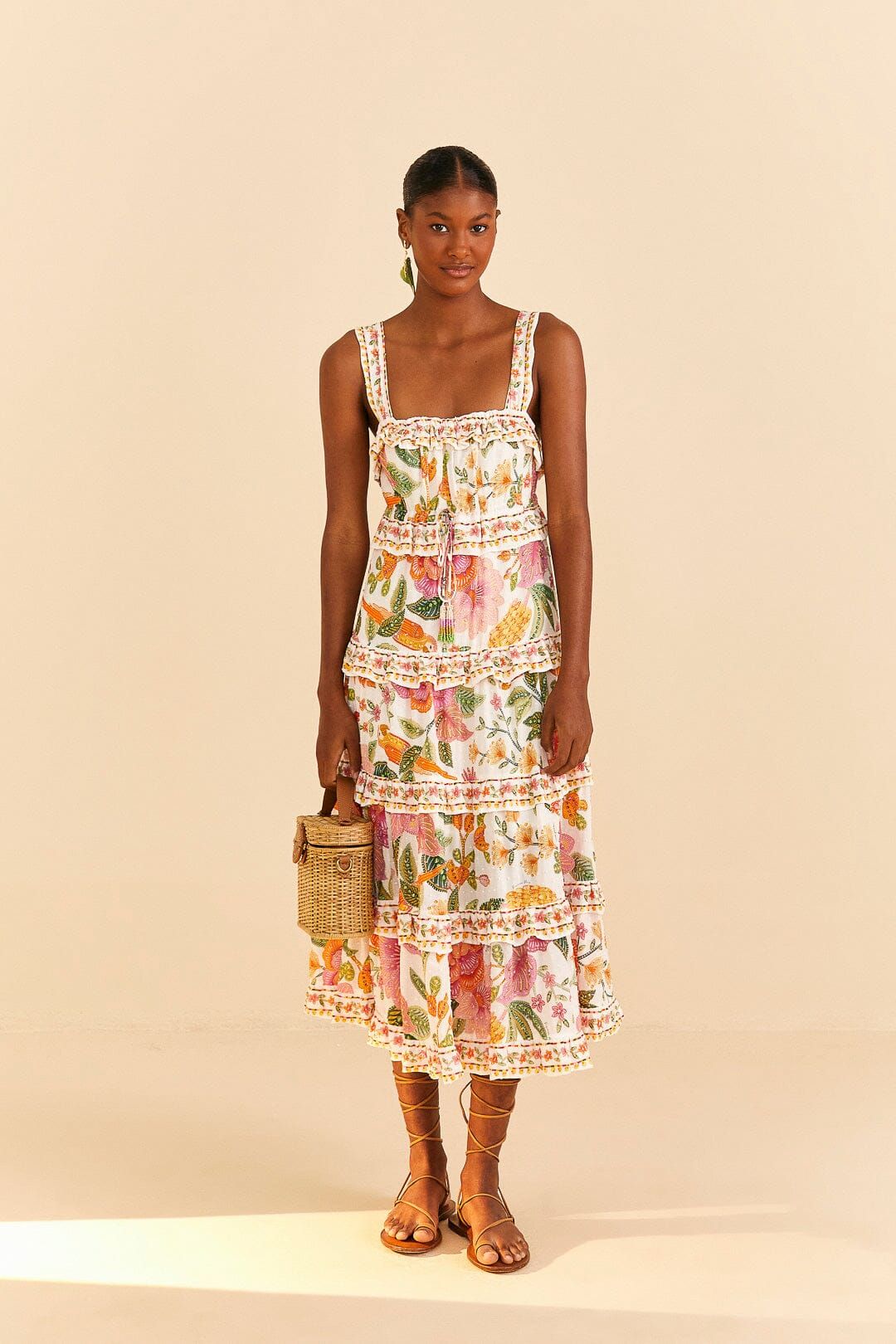 Off-White Macaw Bloom Midi Dress sold by FARM Rio product image thumbnail 2