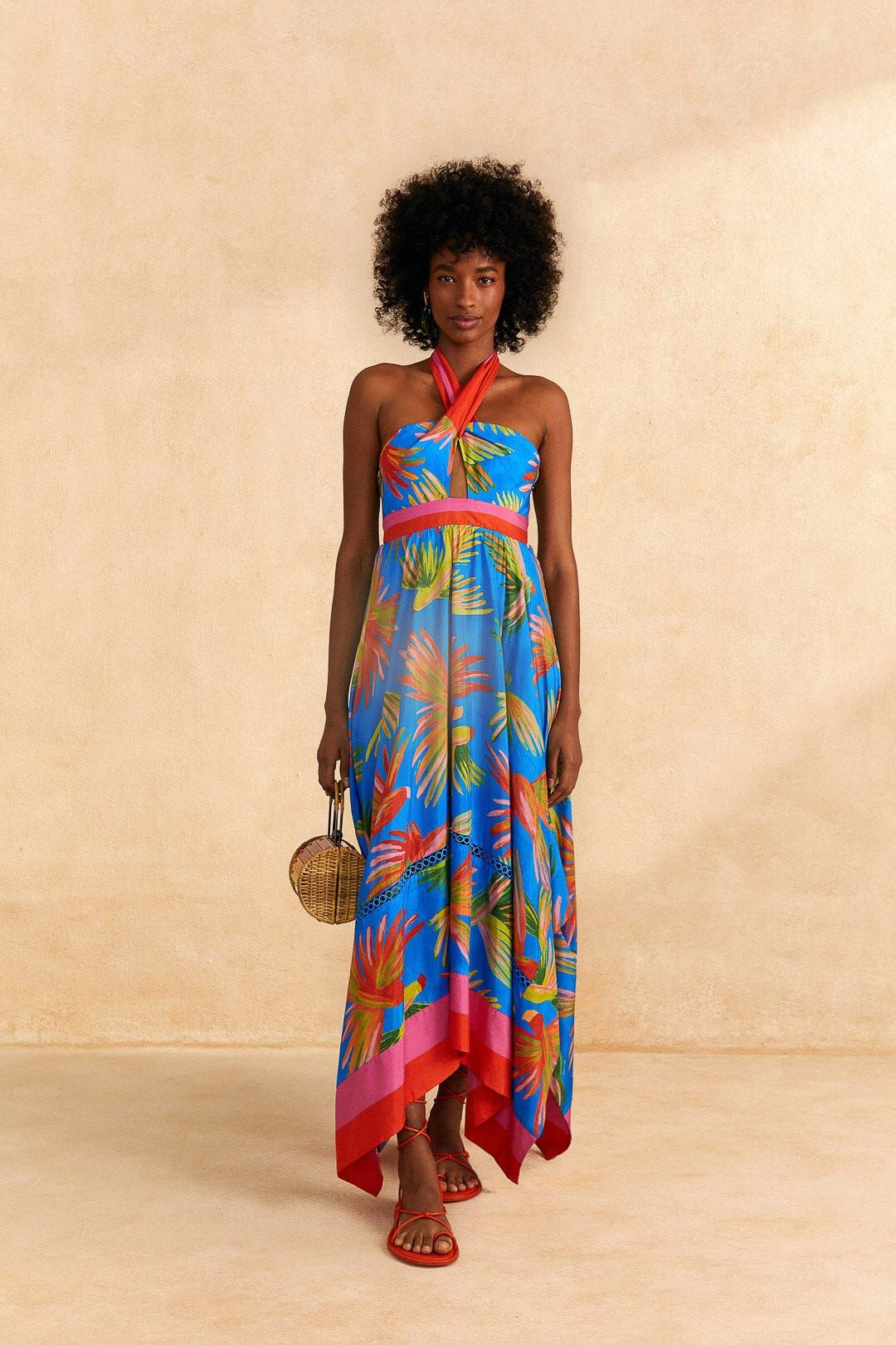 Blue Painted Birds Maxi Dress sold by FARM Rio