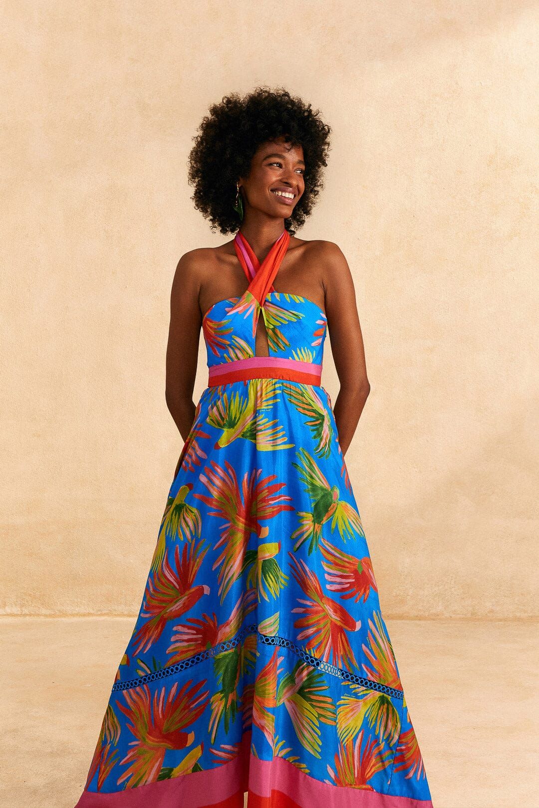 Blue Painted Birds Maxi Dress sold by FARM Rio product image thumbnail 2