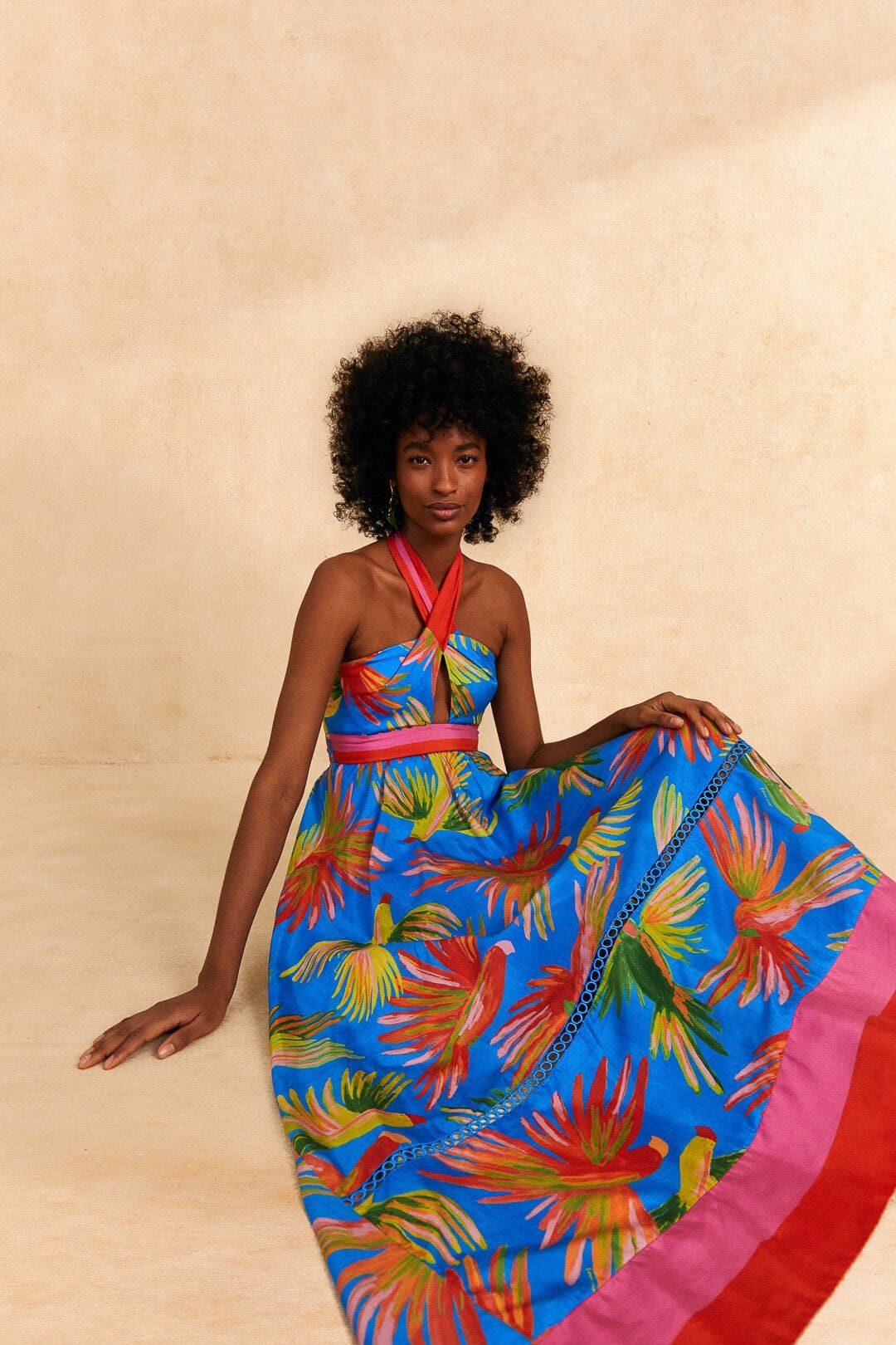 Blue Painted Birds Maxi Dress sold by FARM Rio product image thumbnail 3