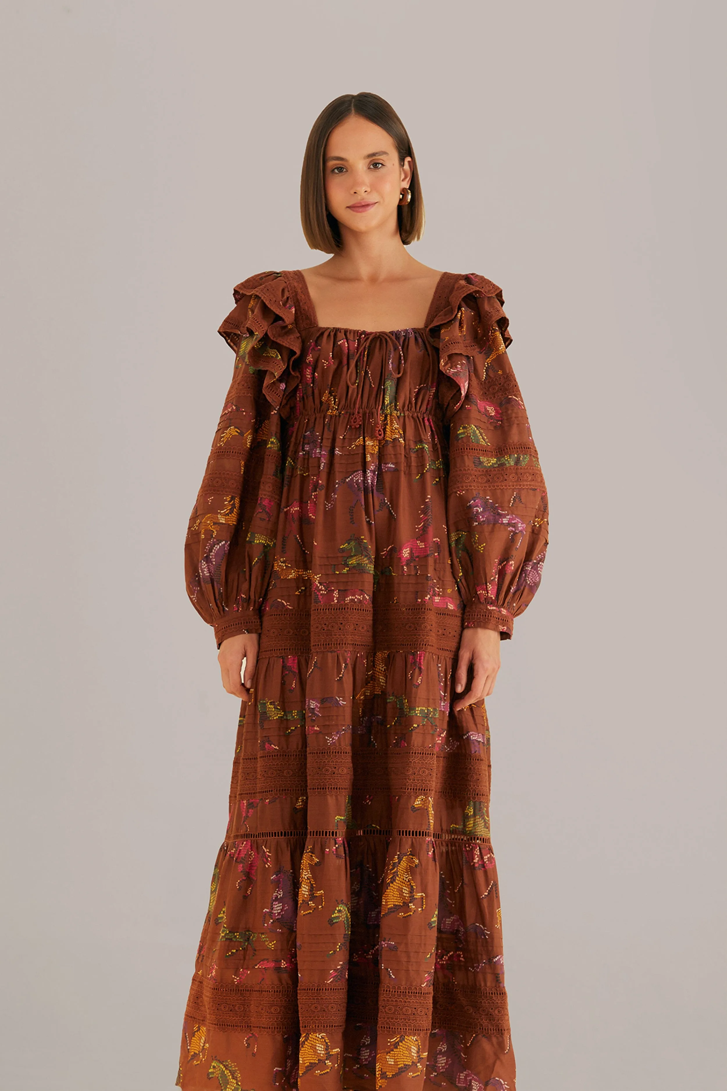 Brown Dotted Horses Maxi Dress sold by FARM Rio product image thumbnail 2