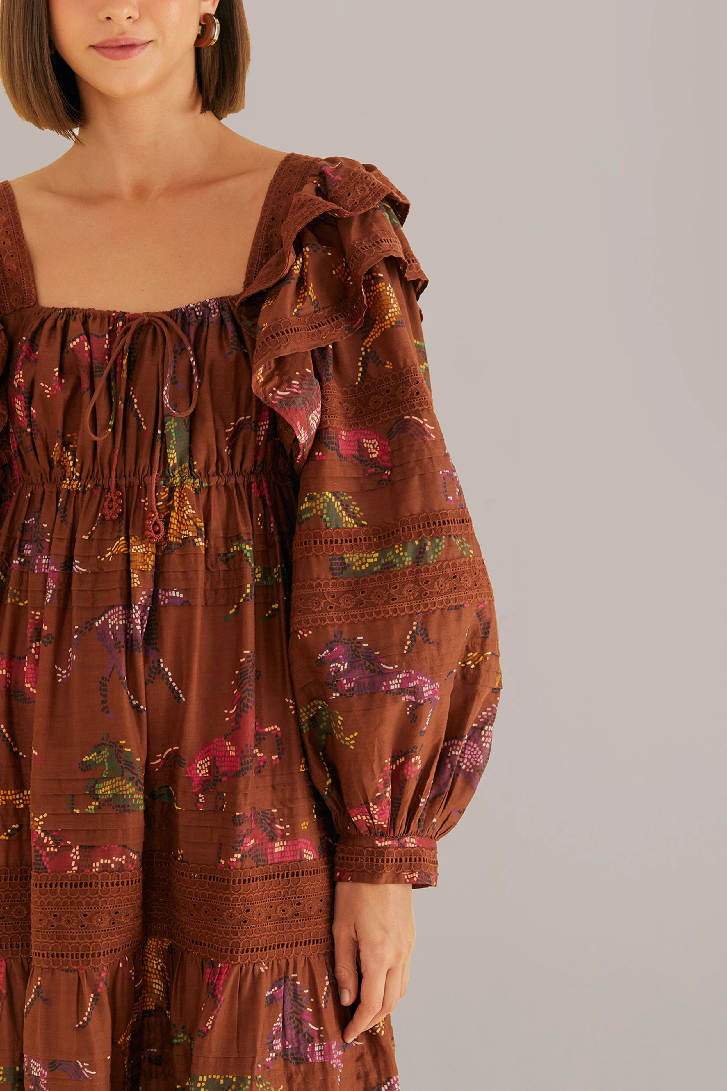 Brown Dotted Horses Maxi Dress sold by FARM Rio product image thumbnail 3