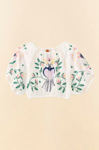 White Summer Garden Embroidered Crop Top sold by FARM Rio