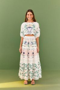 White Summer Garden Embroidered Crop Top sold by FARM Rio