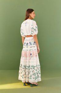 White Summer Garden Embroidered Crop Top sold by FARM Rio