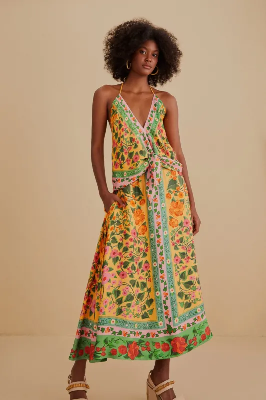 Light Yellow Heart Ivy Midi Skirt sold by FARM Rio