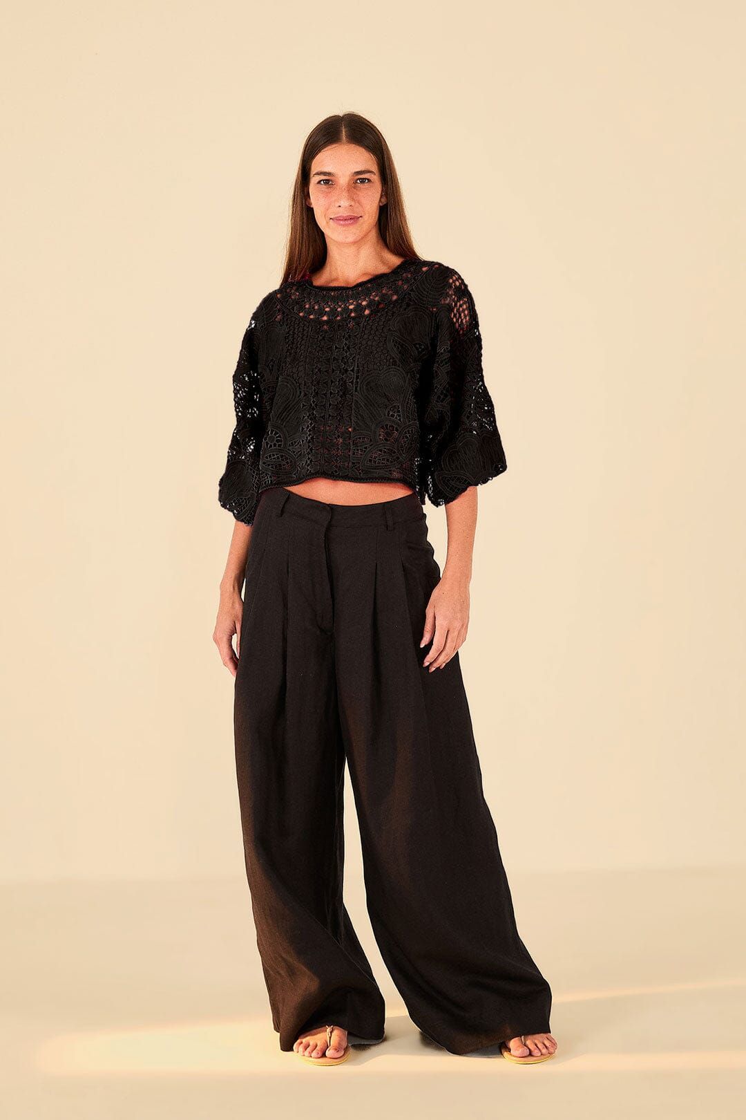 Black Alucina Luz Guipire Crop Top sold by FARM Rio product image thumbnail 2