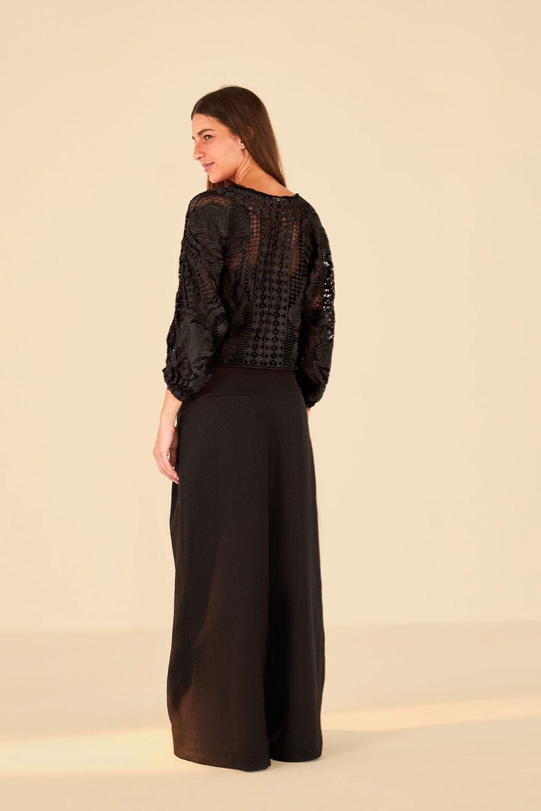 Black Alucina Luz Guipire Crop Top sold by FARM Rio product image thumbnail 4
