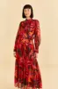 Red Rooster Leaves Long Sleeve Maxi Dress sold by FARM Rio