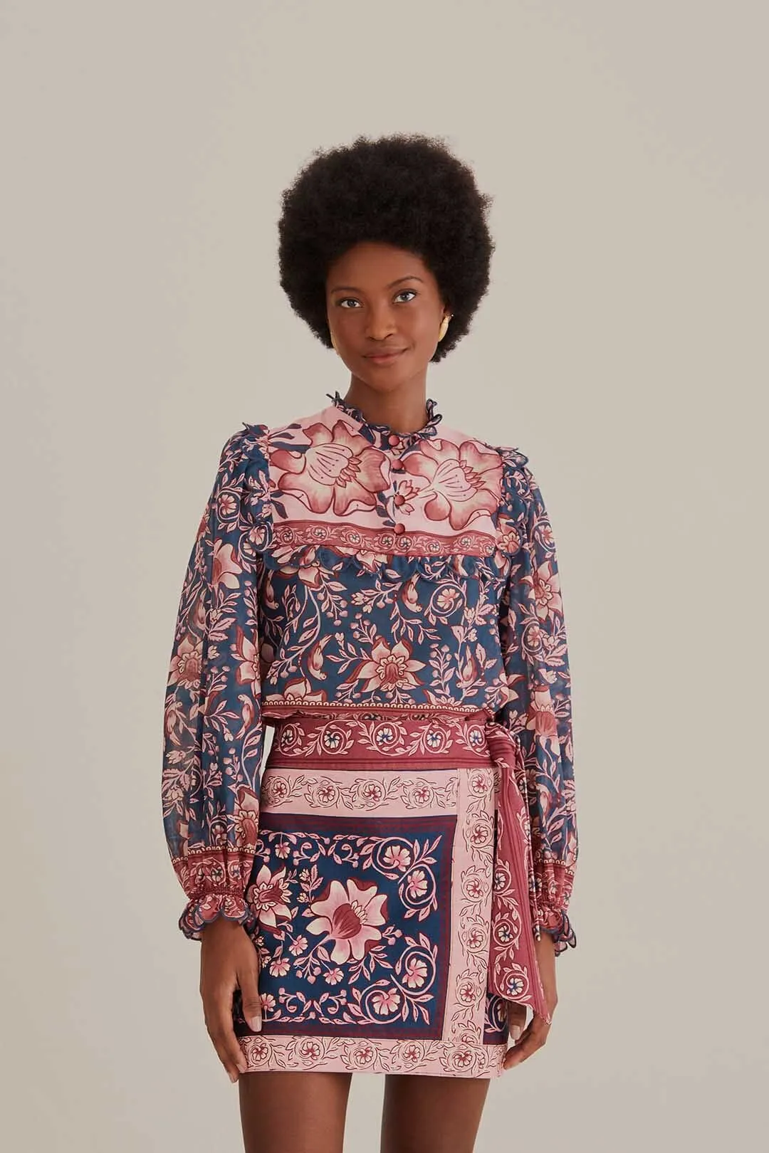 Teal Ainika Charm Overlapped Skirt sold by FARM Rio