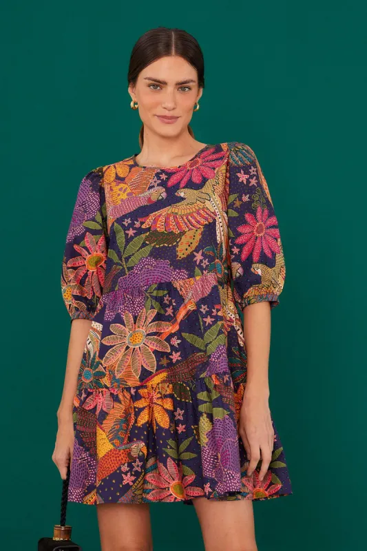 Navy Cool Macaw Organic Cotton Mini Dress sold by FARM Rio