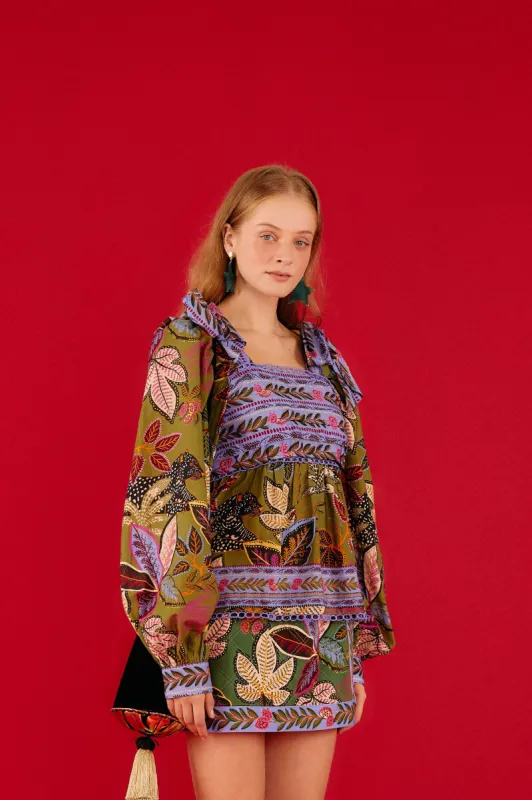 Green Wild Jungle Mini Skirt sold by FARM Rio