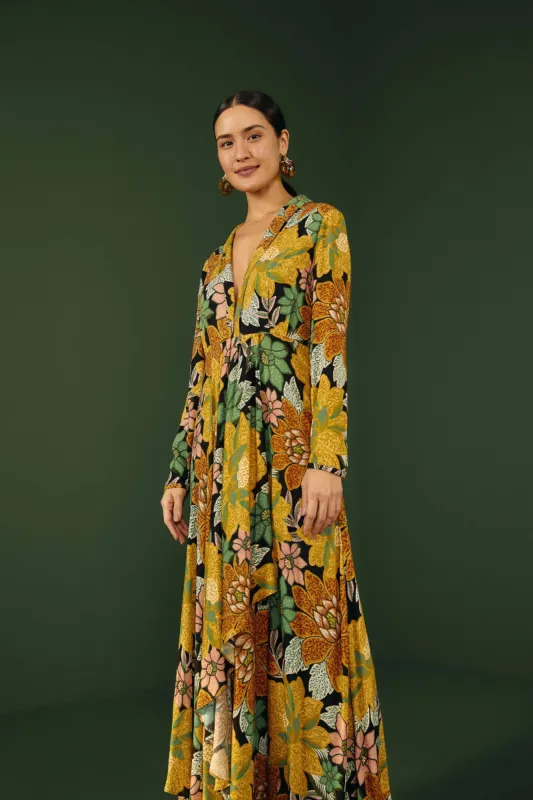 Black Garden Long Sleeve Maxi Dress sold by FARM Rio
