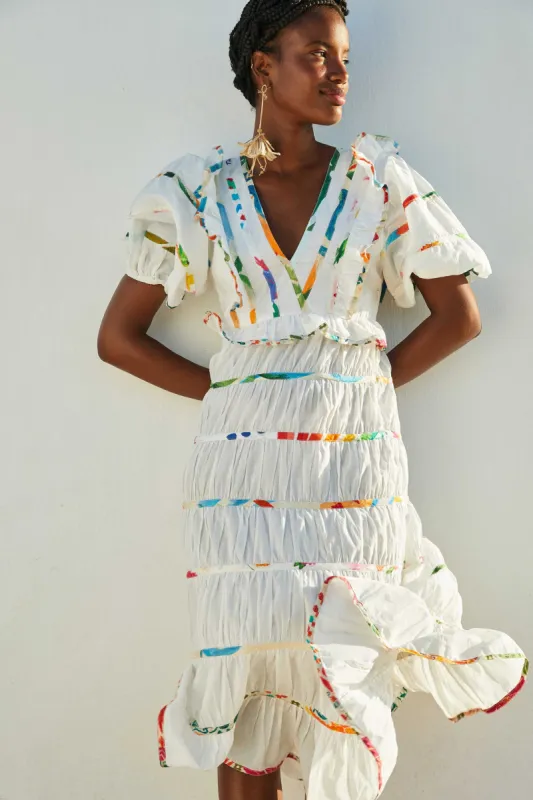 Mixed Off-White Prints Midi Dress sold by FARM Rio